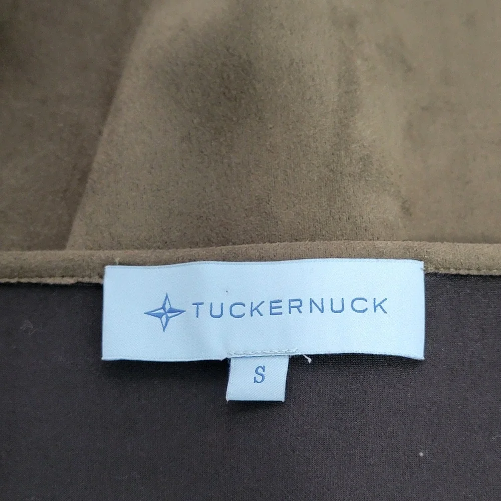 Tuckernuck Faux Suede Blouse Womens Small Olive Green Excellent Puff Sleeve Top
